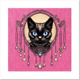 Black Cat Pink Theme Posters and Art